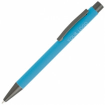 Długopis metalowy aluminiowy soft touch - niebieski